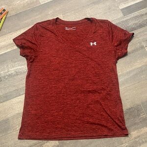 Under Armour Women's Heathered Red V-Neck Tee